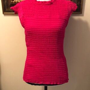 💄 CeCe Flutter cap sleeve ruched lined high neck ruffle top